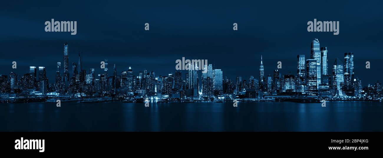 New York City midtown skyline at night with architecture Stock Photo ...