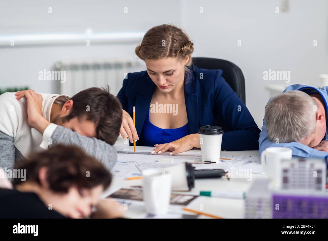 View of Business people sleeping in the conference room during a meeting Stock ...