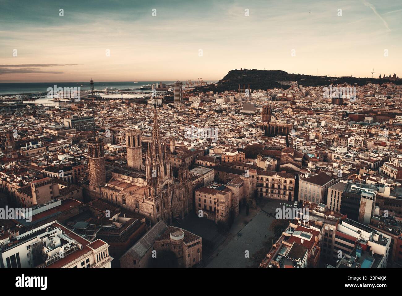 Aerial view of Gothic Quarter in Barcelona in Spain Stock Photo - Alamy