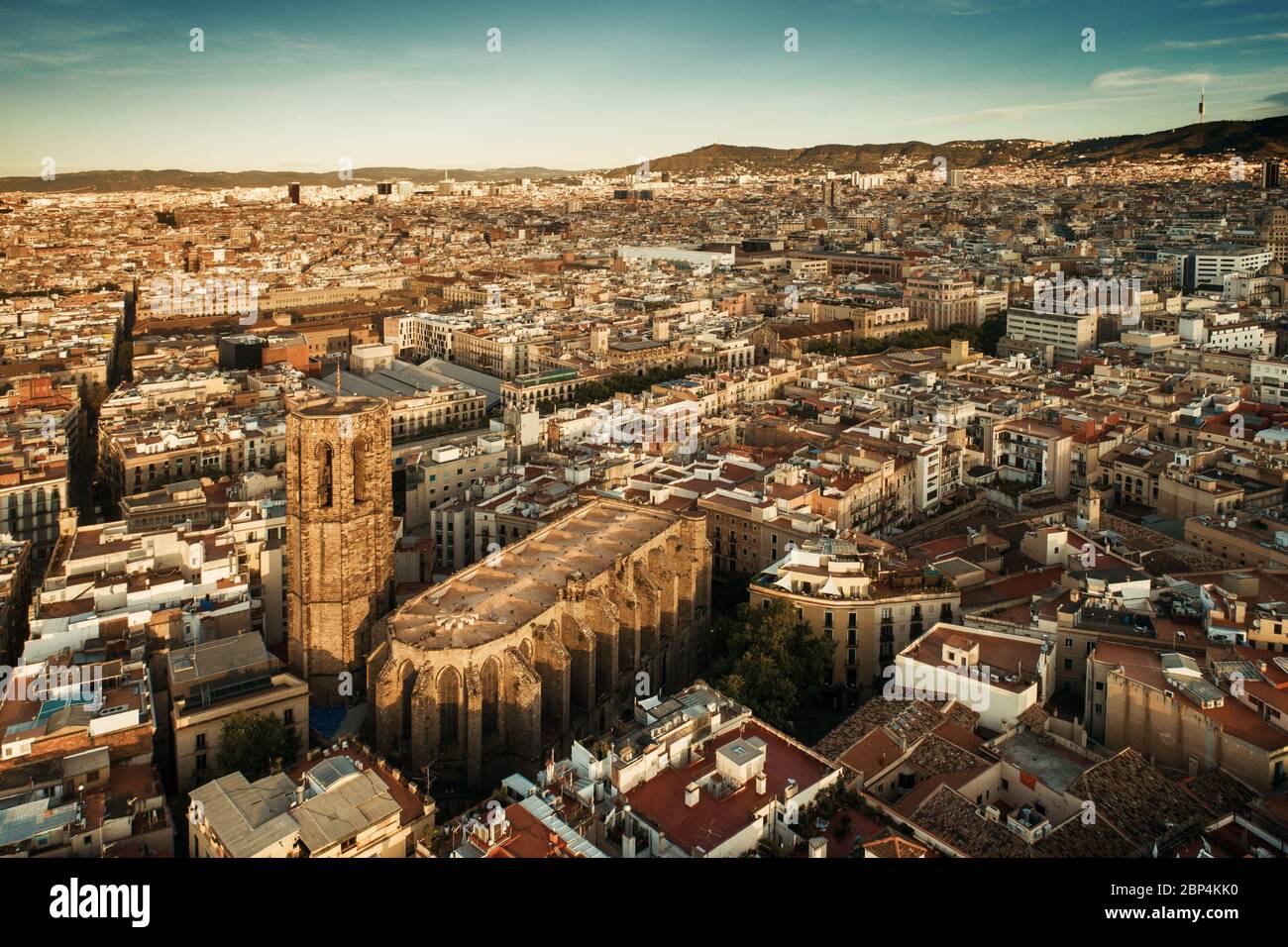 Aerial view of Gothic Quarter in Barcelona in Spain Stock Photo - Alamy