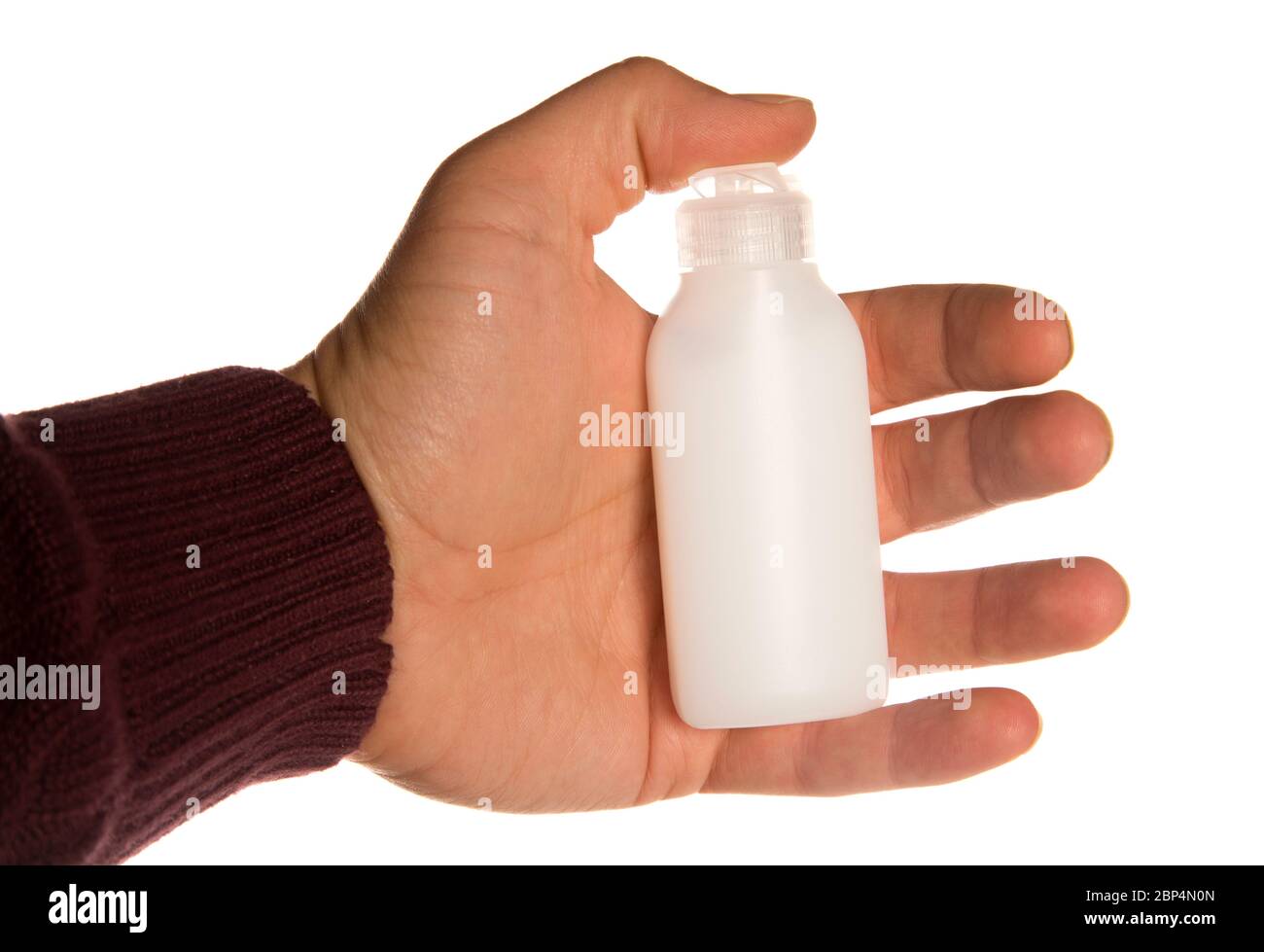 hand holding antibac hand gel Stock Photo