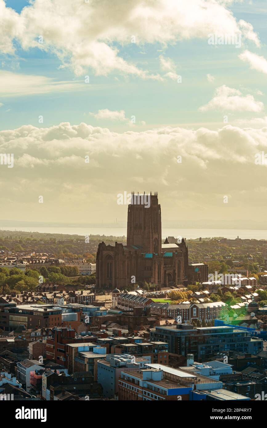 Liverpool skyline rooftop view with buildings in England in United ...