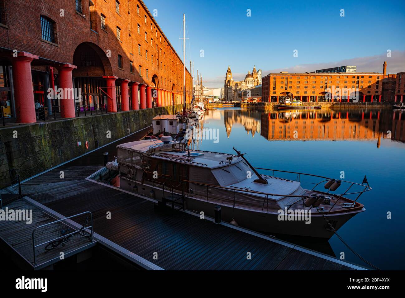 Royal Albert Dock with historical buildings in England, United Kingdom. Stock Photo