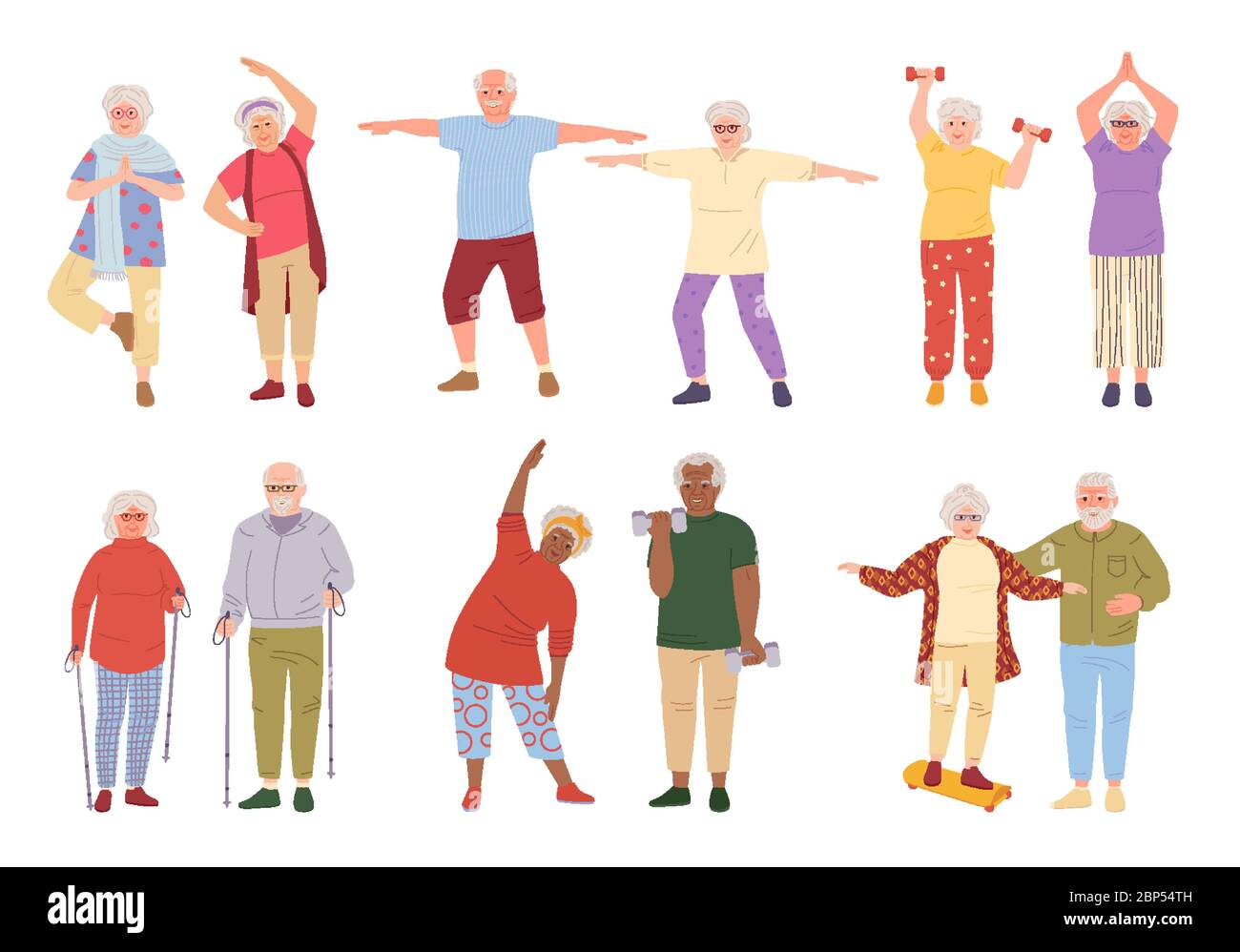 Healthy active lifestyle older people cartoon set. Sport retiree grandparent, incline to side. Elderly people doing morning exercises, gymnastics. Old men and women walking. Vector illustration Stock Vector Image & Art - Healthy active lifestyle older people cartoon set. Sport retiree grandparent, incline to side. Elderly people doing morning exercises, gymnastics. Old men and women walking. Vector illustration Stock Vector Image & Art -