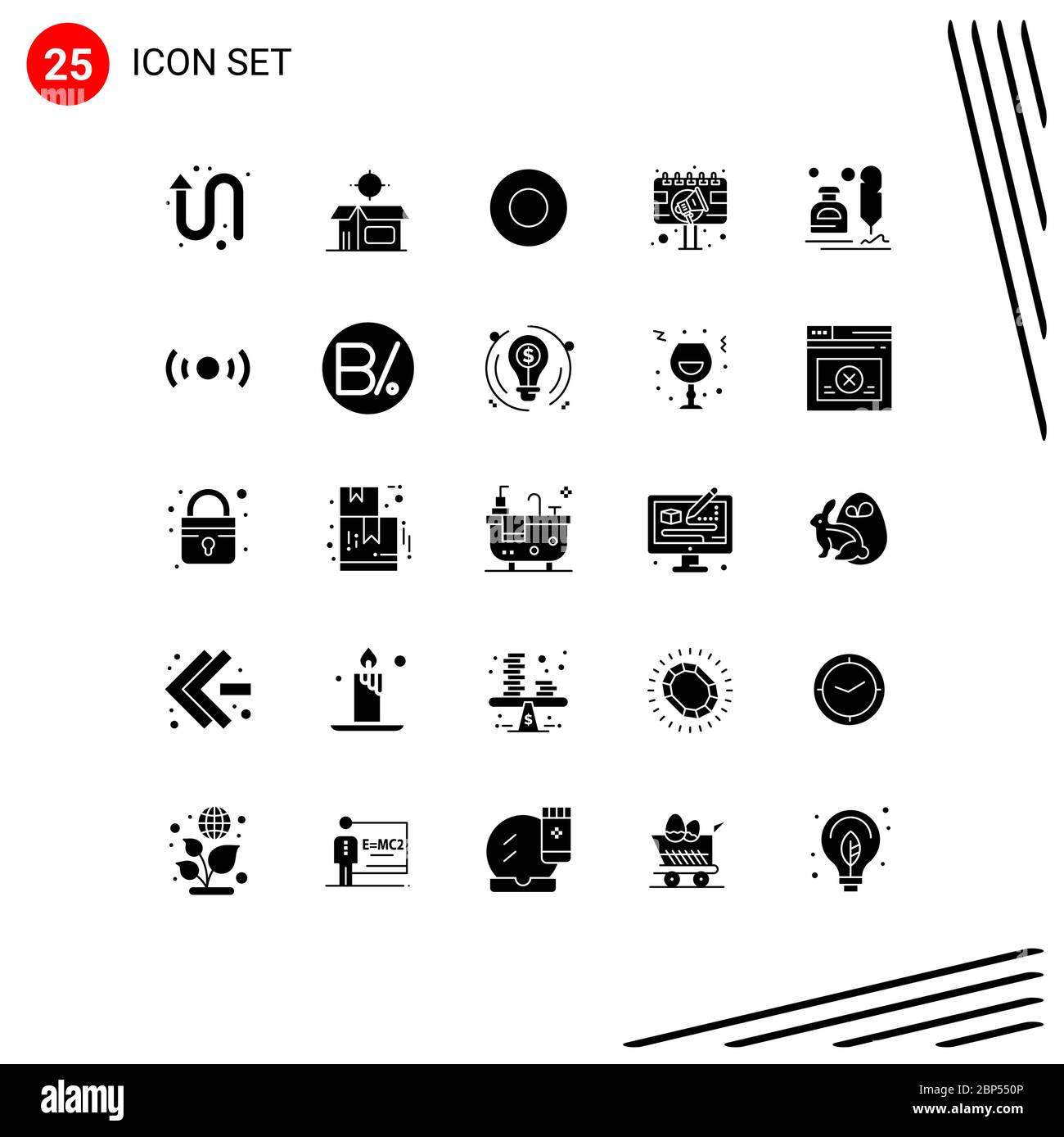 Set of 25 Modern UI Icons Symbols Signs for erite, sign board, dish, billboard, advertisement Editable Vector Design Elements Stock Vector