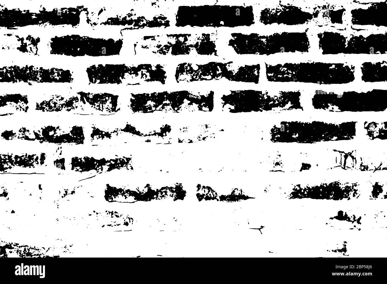 Grunge black texture as brick wall shape on white background (Vector ...