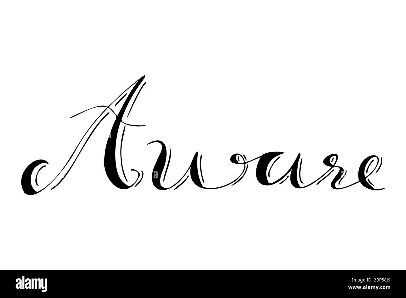 Black hand drawing in word aware on white background Stock Vector Image ...