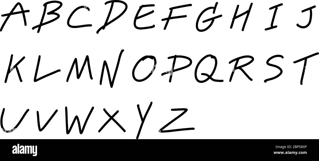 Black color hand drawing of english alphabet letter on white background ...