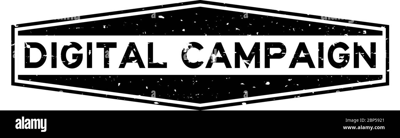 Grunge black digital campaign word hexagon rubber seal stamp on white ...