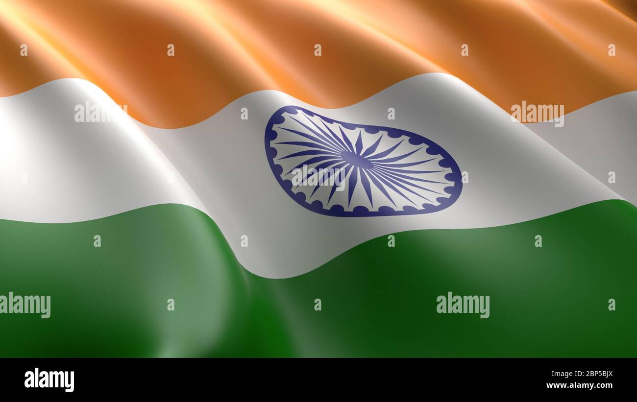 Wavy flag of India. Suitable for background graphic resources. 3D illustration Stock Photo