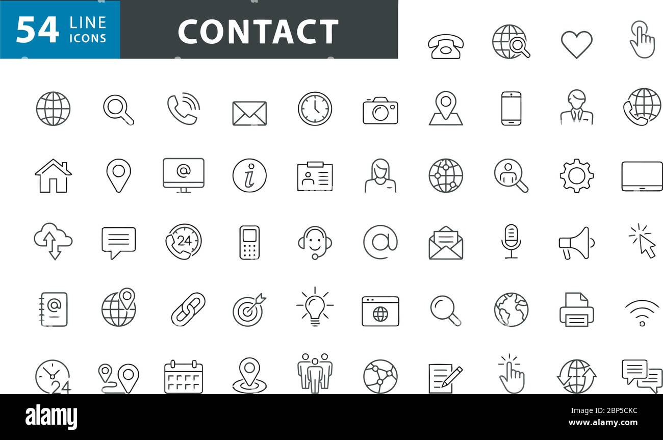 54 contact us icon set. Complete multipurpose contact icon set for web ...