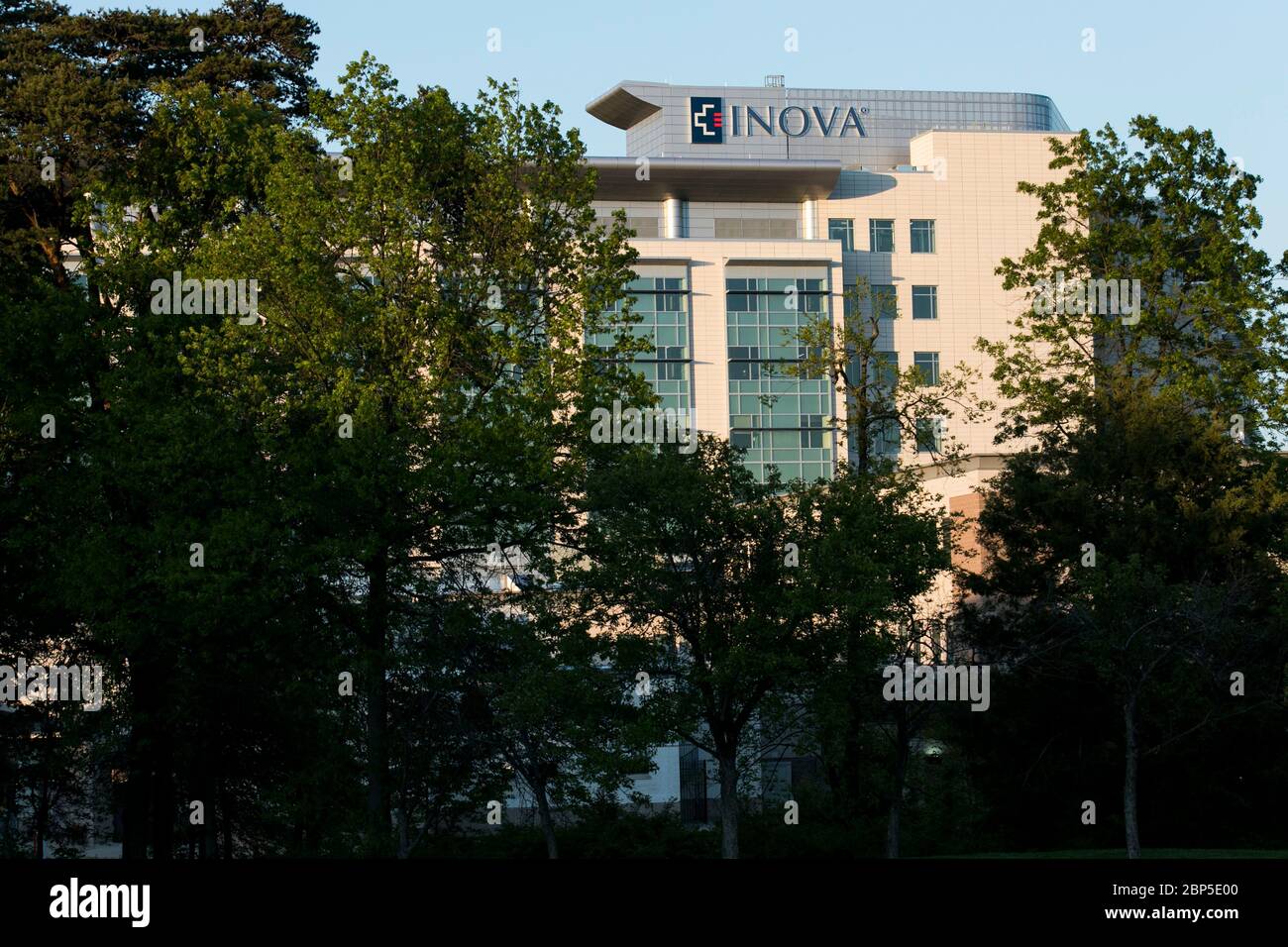 A logo sign outside of the Inova Loudoun Hospital in Leesburg, Virginia on May 13, 2020 Stock