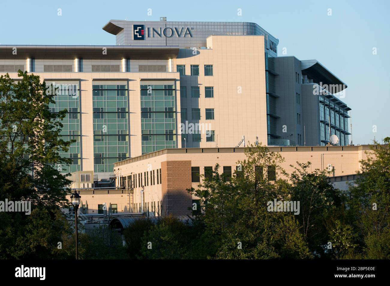 A logo sign outside of the Inova Loudoun Hospital in Leesburg, Virginia