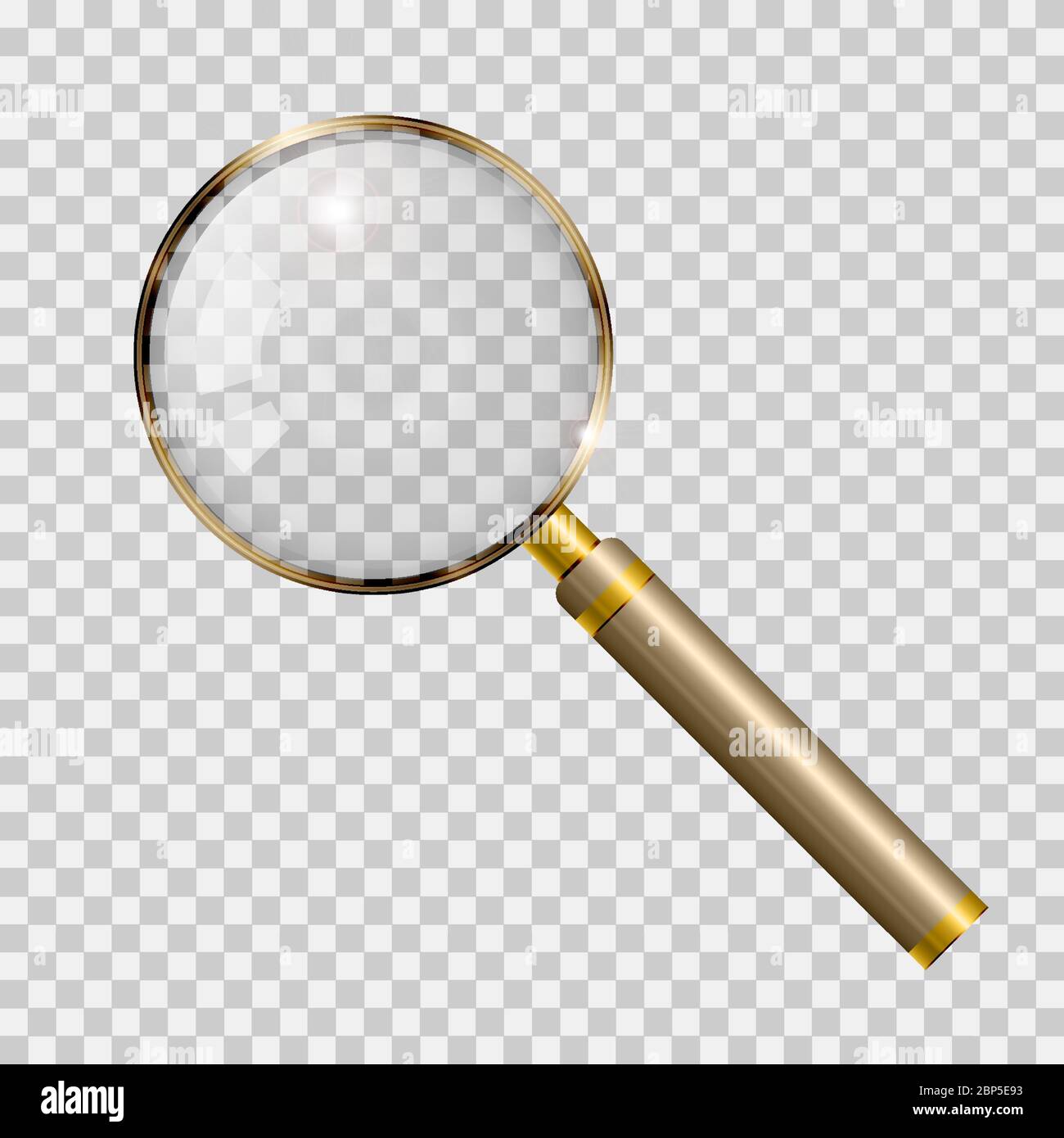 Magnifying glass realistic vector illustration. Golden magnifier isolated  on transparent background Stock Vector Image & Art - Alamy