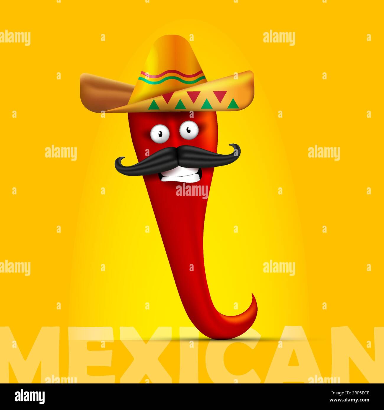Chili pepper cartoon character. Vector illustration, 3D gradient mesh. Mexican food mascot. Stock Vector