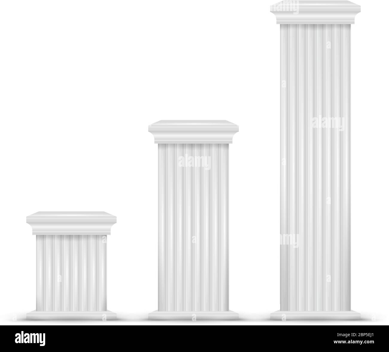 Square columns or podiums of different heights. Vector illustration. Realistic architectural elements. Stock Vector