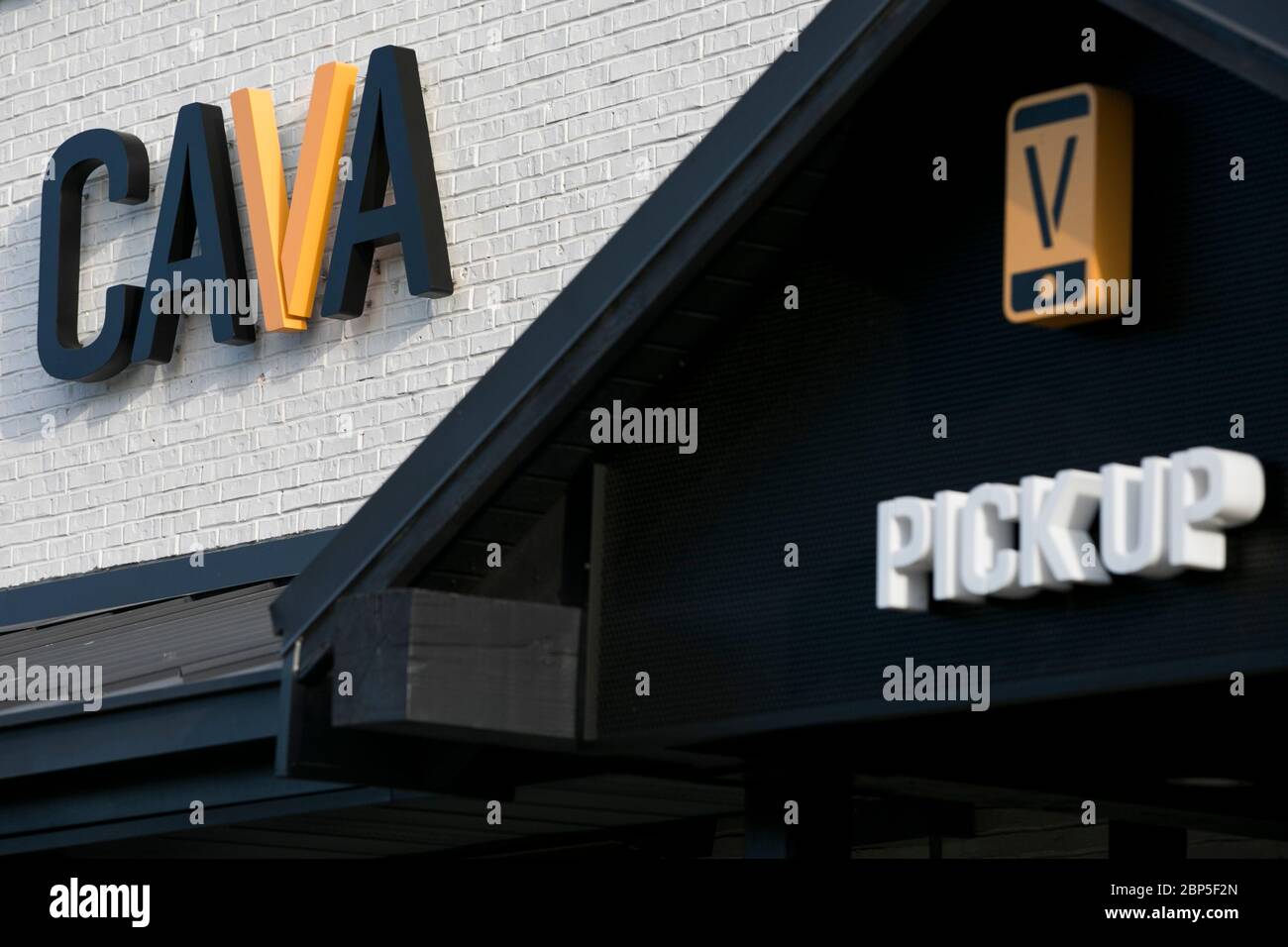 A logo sign outside of a Cava restaurant location in Richmond, Virginia on May 13, 2020. Stock Photo