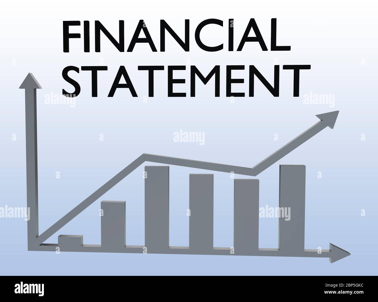 3D illustration of FINANCIAL STATEMENT above a column bar graph Stock ...