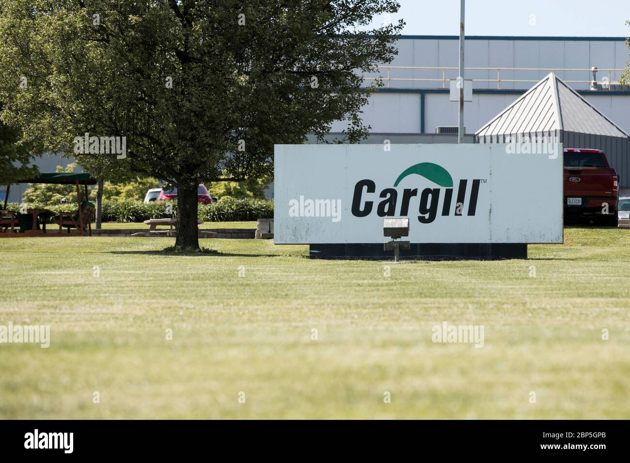A logo sign outside of a Cargill poultry processing plant in Mt