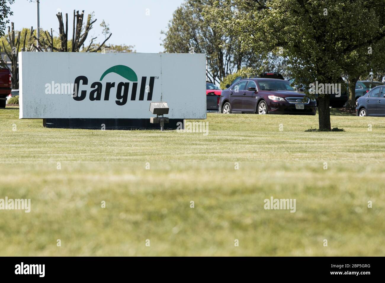 A logo sign outside of a Cargill poultry processing plant in Mt