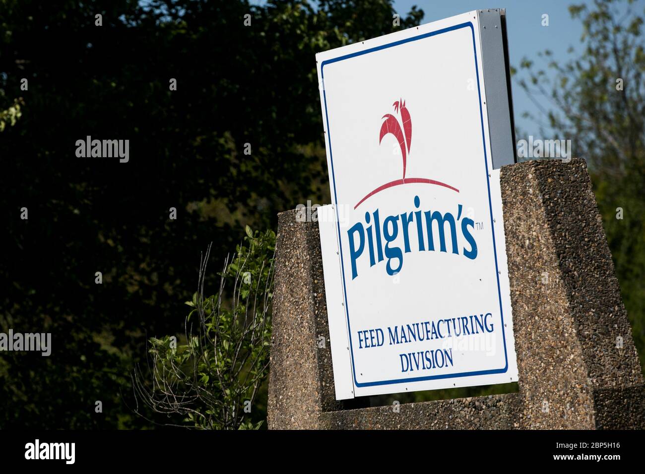 A logo sign outside of a facility occupied by Pilgrim's Pride in Harrisonburg, Virginia on May 13, 2020. Stock Photo