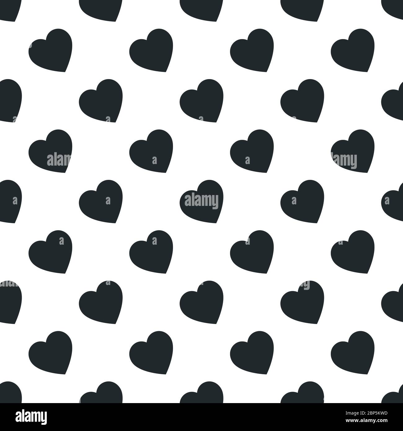 Black heart seamless pattern on white background vector. Love ...