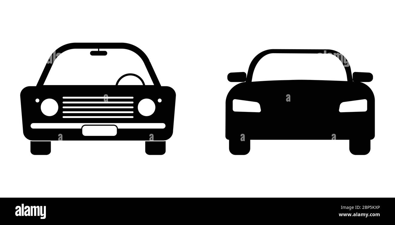 Car modern vintage Font View Set. Black and white illustration