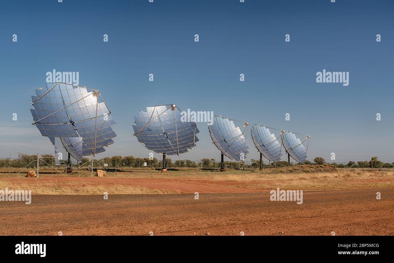 Solar wind farm electricity generating dishes at Windorah, Queensland, Australia Stock Photo