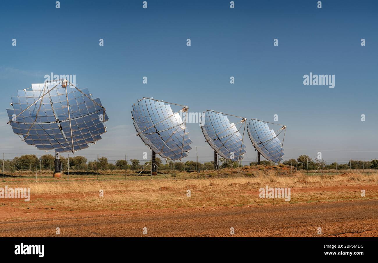 Solar wind farm electricity generating dishes at Windorah, Queensland, Australia Stock Photo