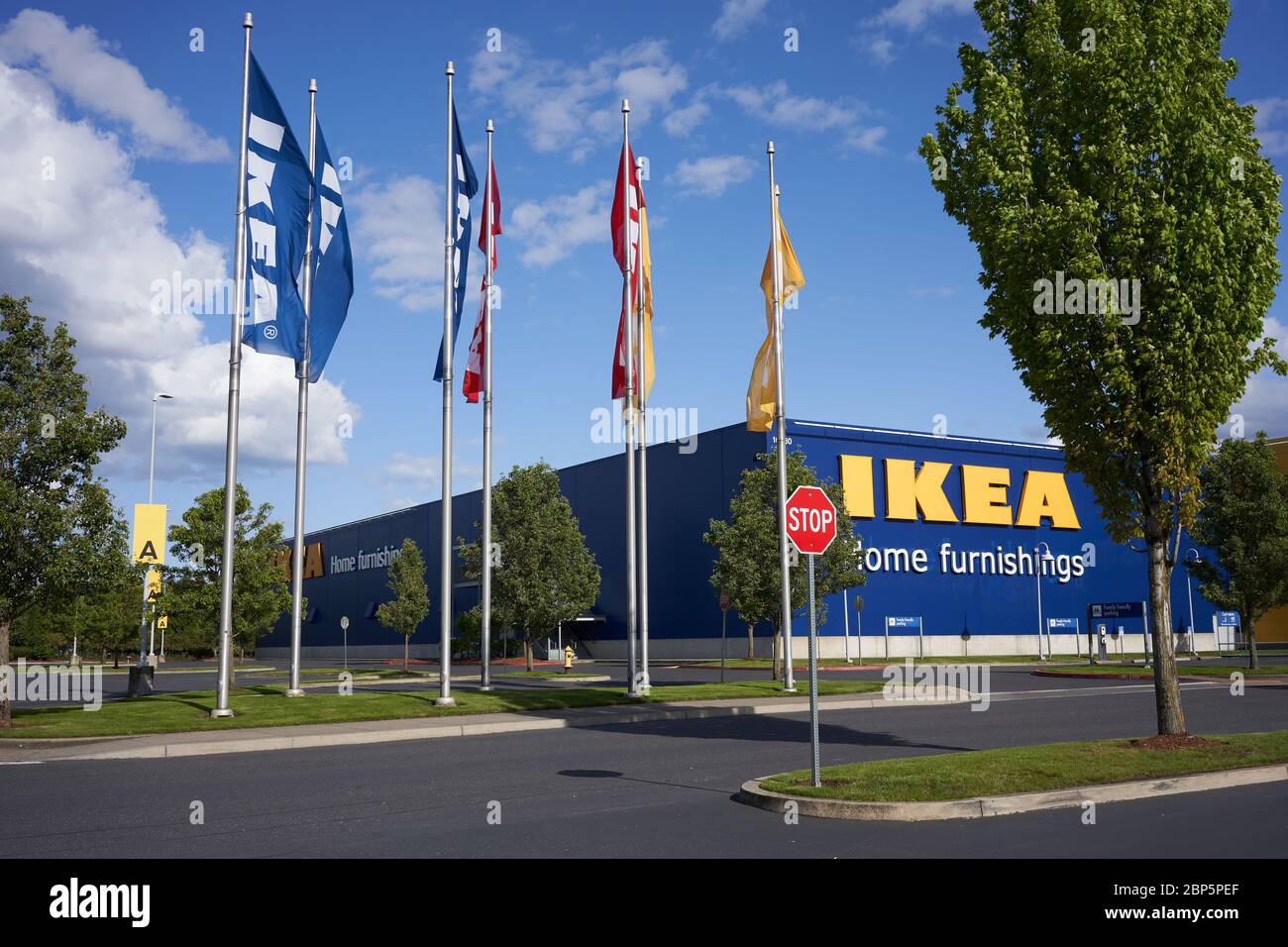 Portland, OR, USA - May 6, 2020: Closed IKEA home furnishings store in Portland, Oregon, during the coronavirus pandemic. Stock Photo