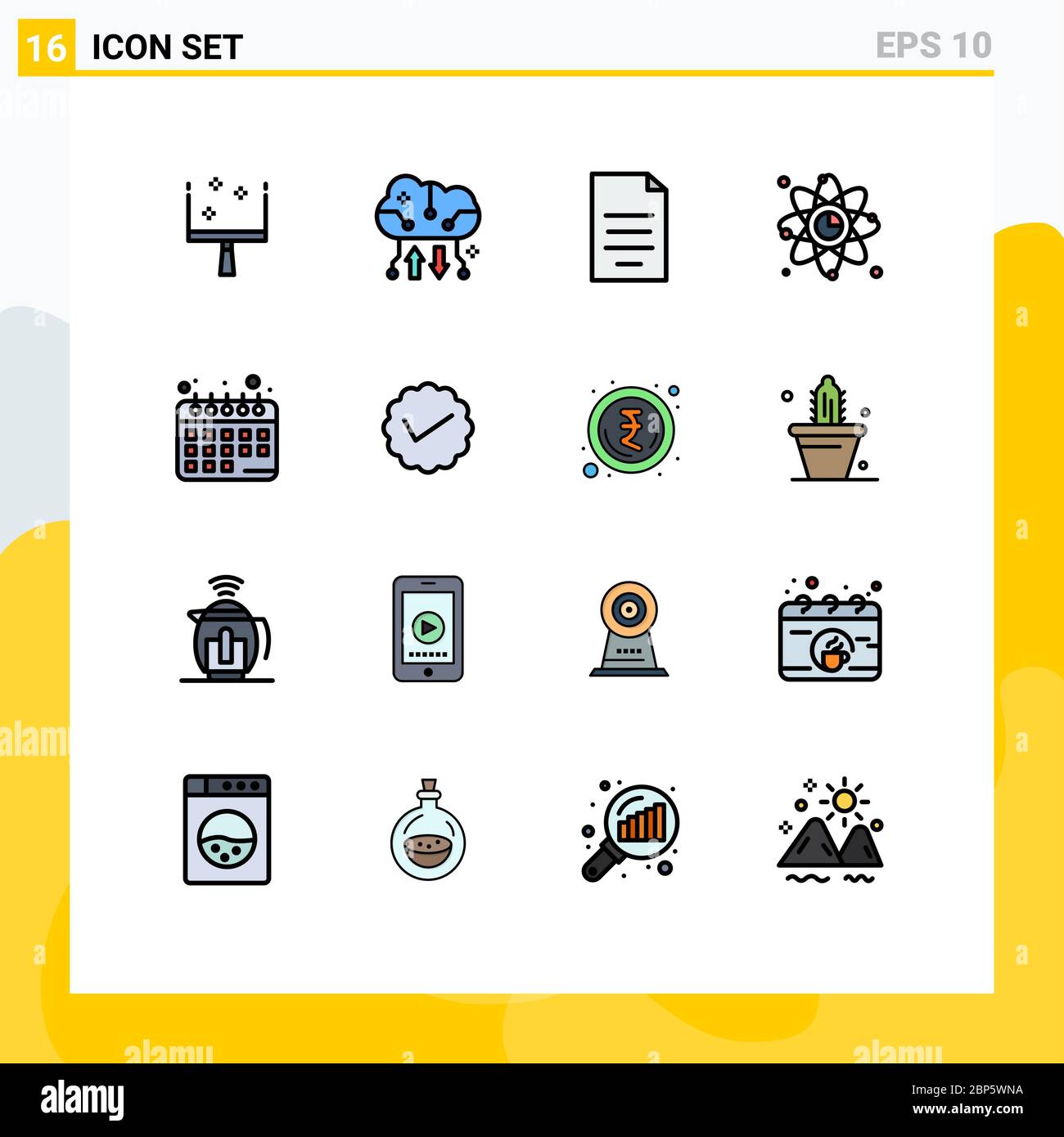 16 Creative Icons Modern Signs and Symbols of network, graph, document ...
