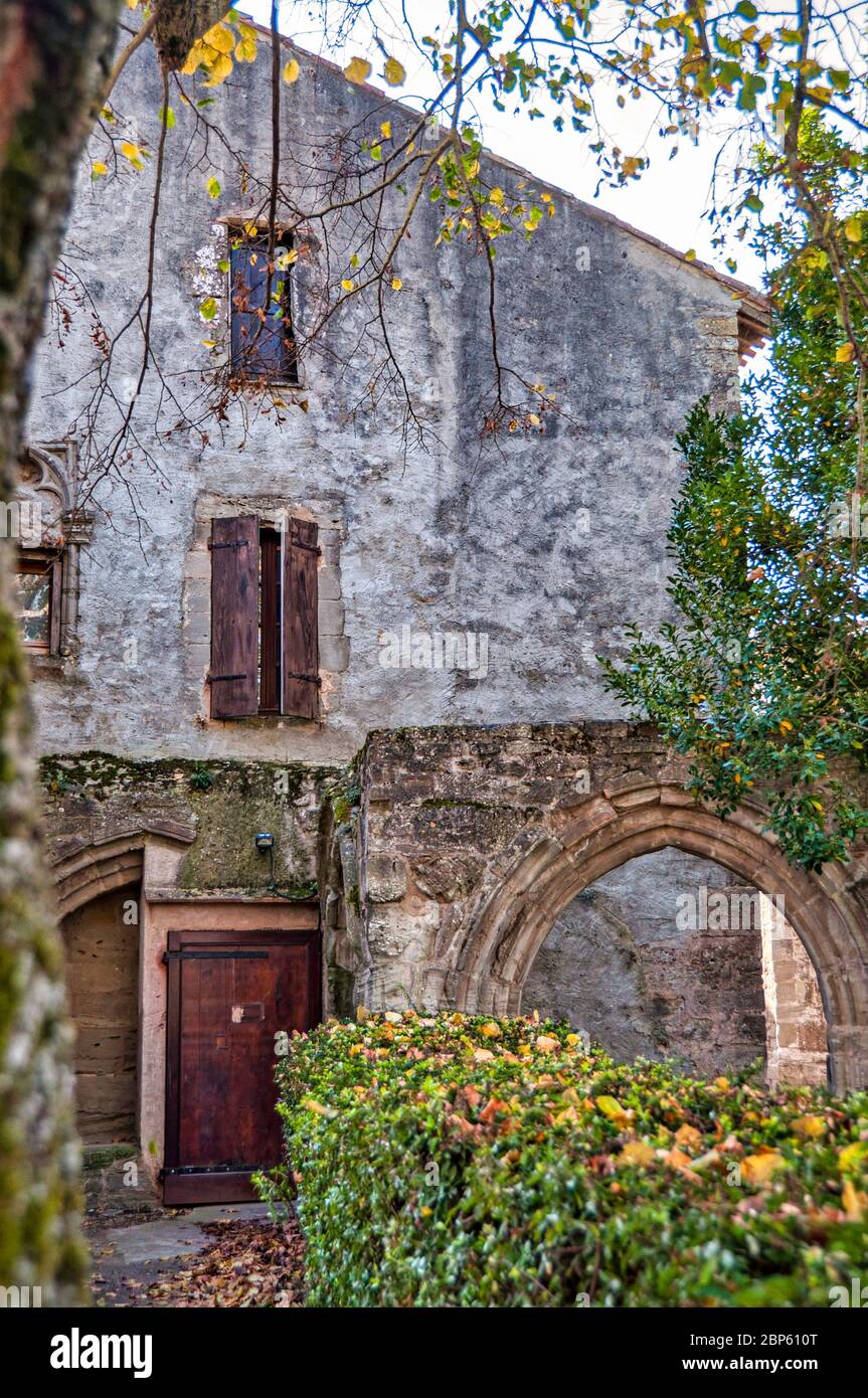 Old house in the village of Saint-Papoul, Languedoc-Roussillon, France Stock Photo