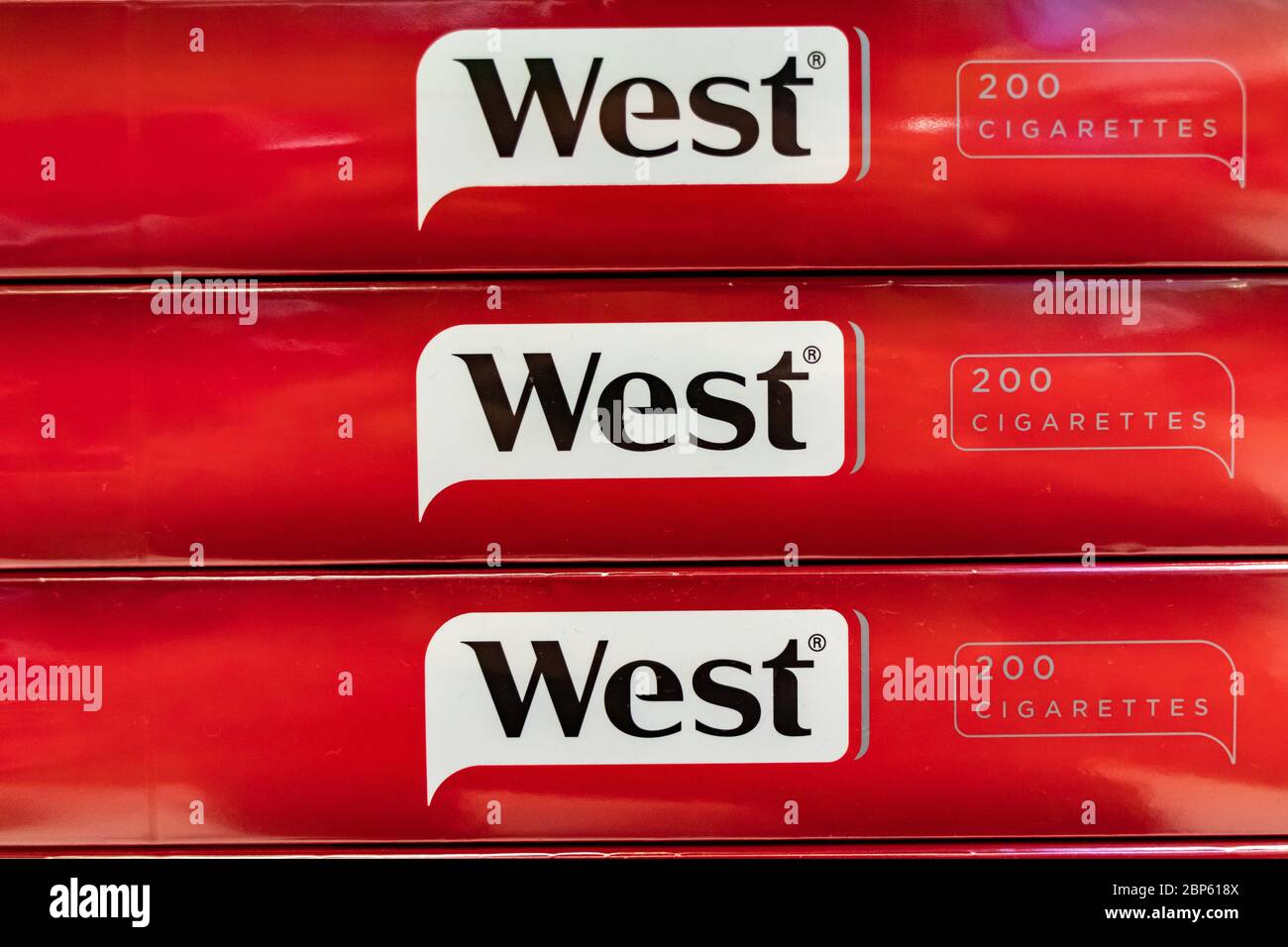 west cigarettes logo Duty free tobacco hi-res stock photography and images
