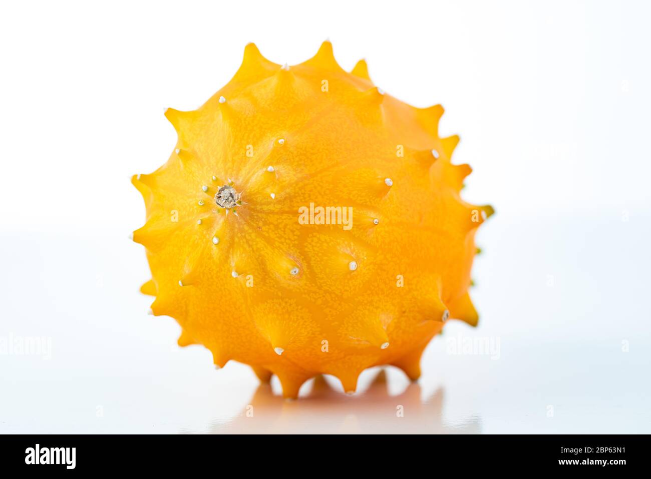 Kiwano or horned melon isolated on white background with copy space for