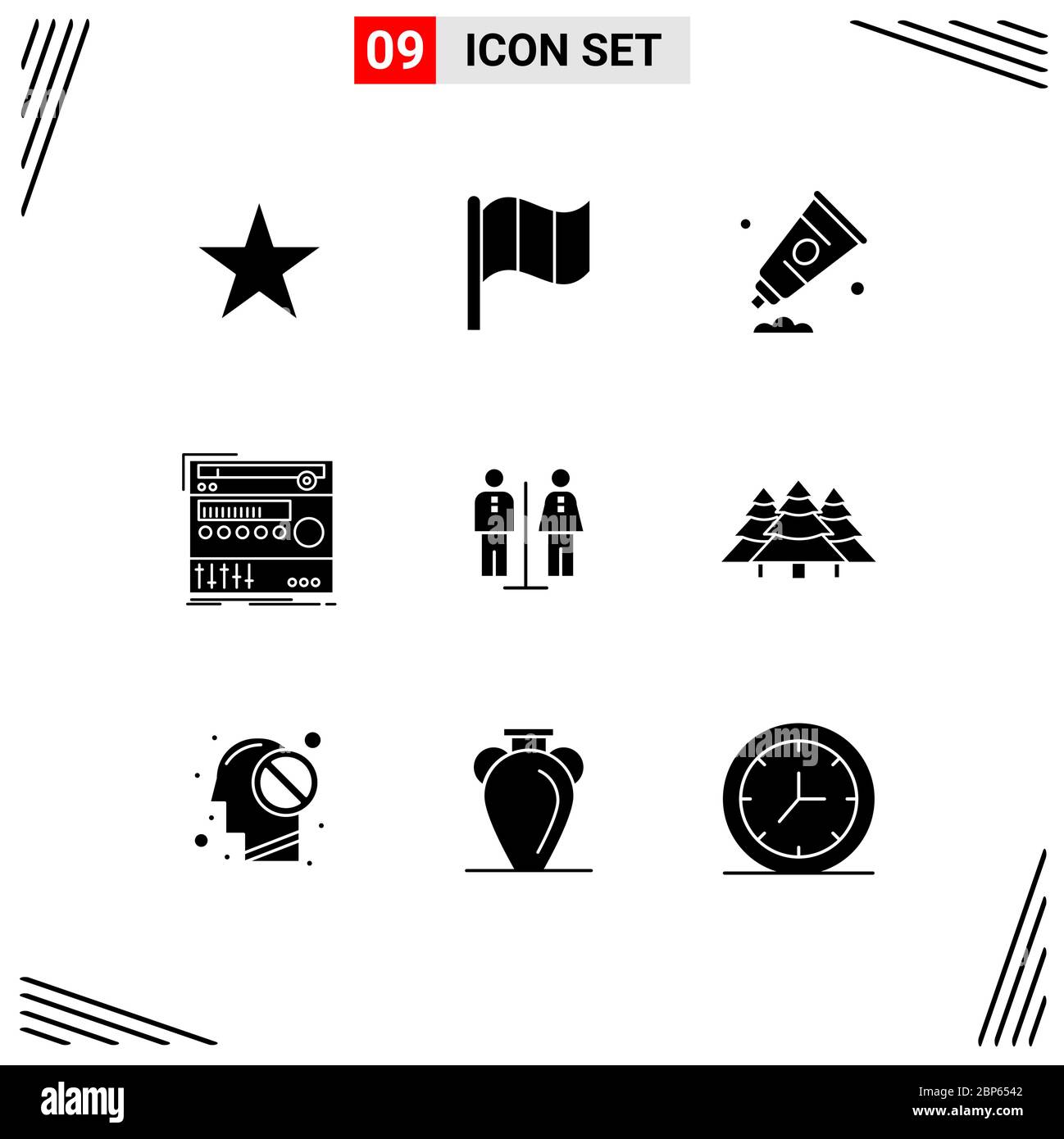 Modern Set of 9 Solid Glyphs and symbols such as hotel, elevator, arts, studio, module Editable Vector Design Elements Stock Vector