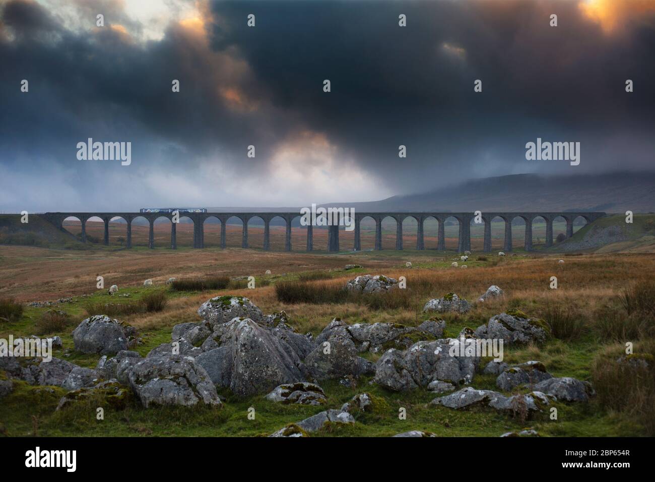 Ribblehead Viaduct Northern Rail Class 158 Express Sprinter Train Ribblehead Viaduct Northern Rail Class 158 Express Sprinter Train