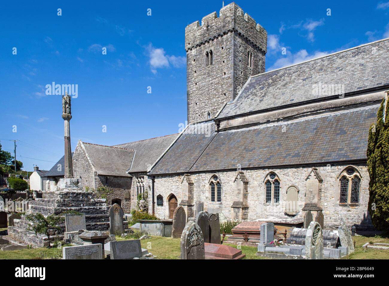 St Illtyd's Church in Llantwit Major. The church has considerable religious and nhistorical significance hence it's being listed as Grade 1 Listed. Stock Photo