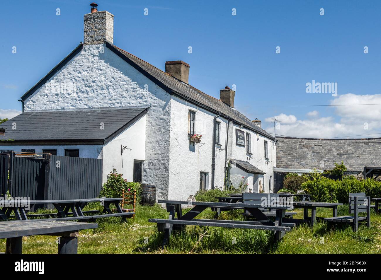 The Plough and Harrow Public House at Monknash Vale of Glamorgan South Wales. An old pub it was part of a nearby grange belonging to Neath Abbey. Stock Photo