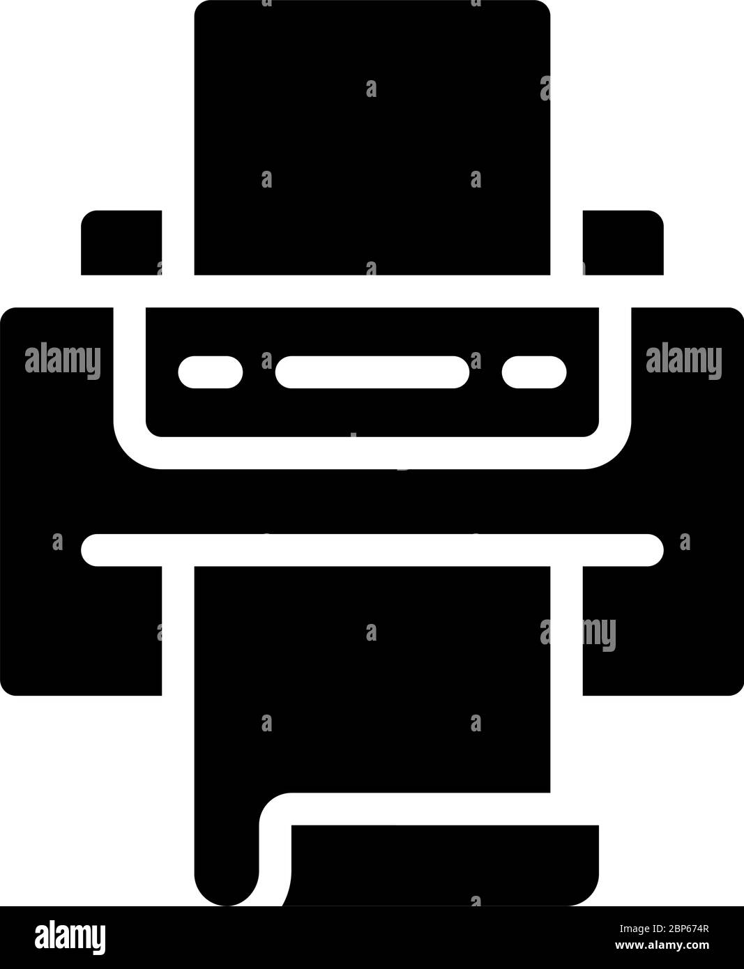 Printer printing out paper icon representing ‘Printer’ Stock Vector