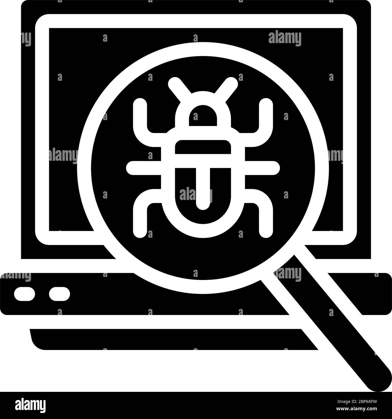 Laptop with bugs being investigated Stock Vector