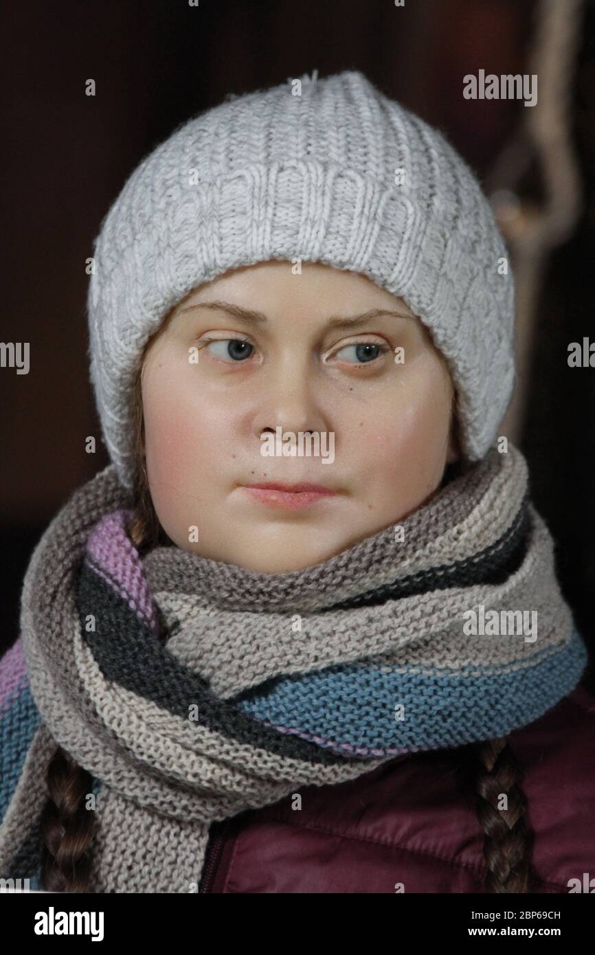 Greta Thunberg (Wachsfigur), Enthuellung der Wachsfigur von Greta Thunberg, Panoptikum Hamburg, 29.01.2020 Stock Photo