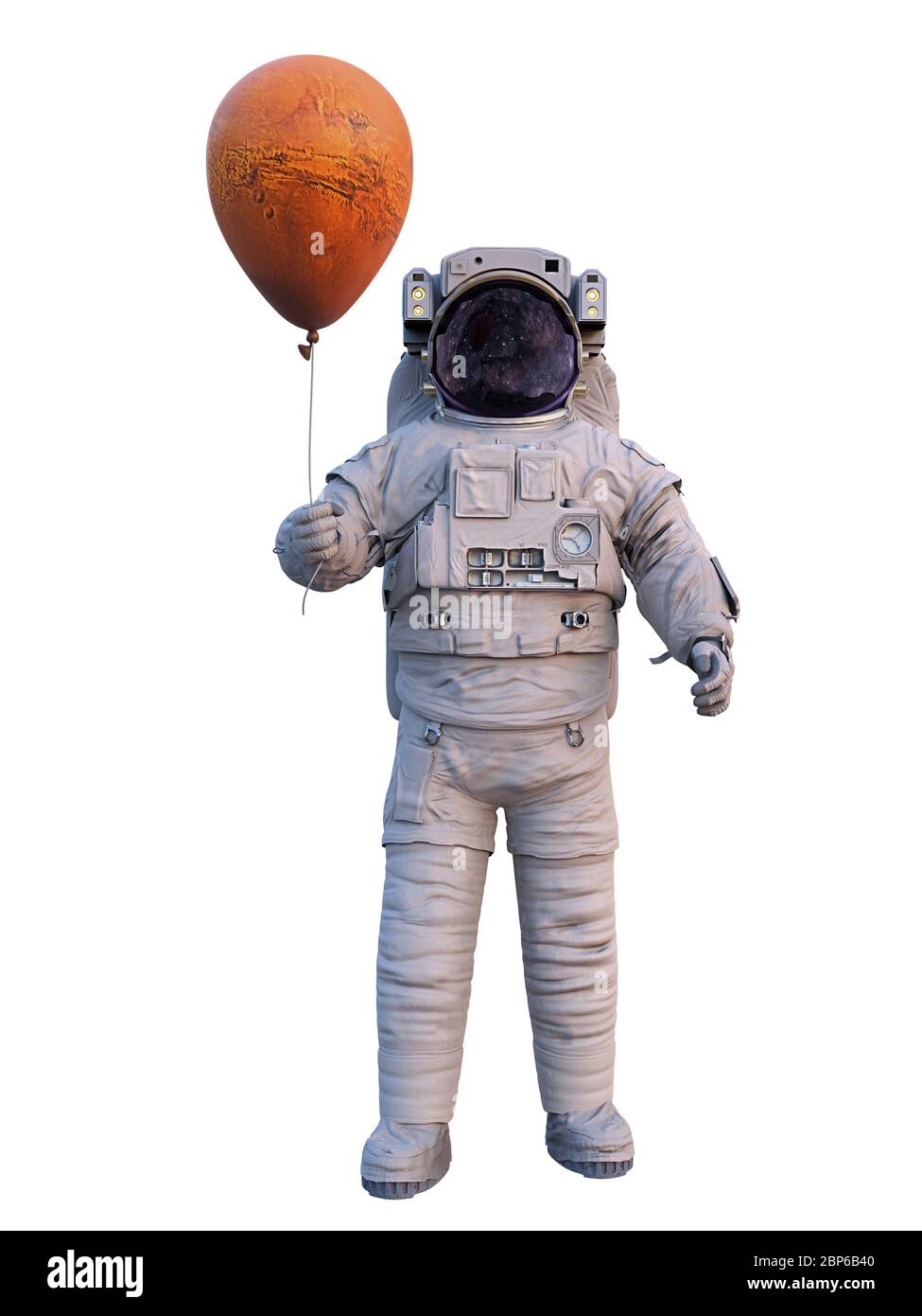 astronaut with planet Mars balloon isolated on white background Stock ...