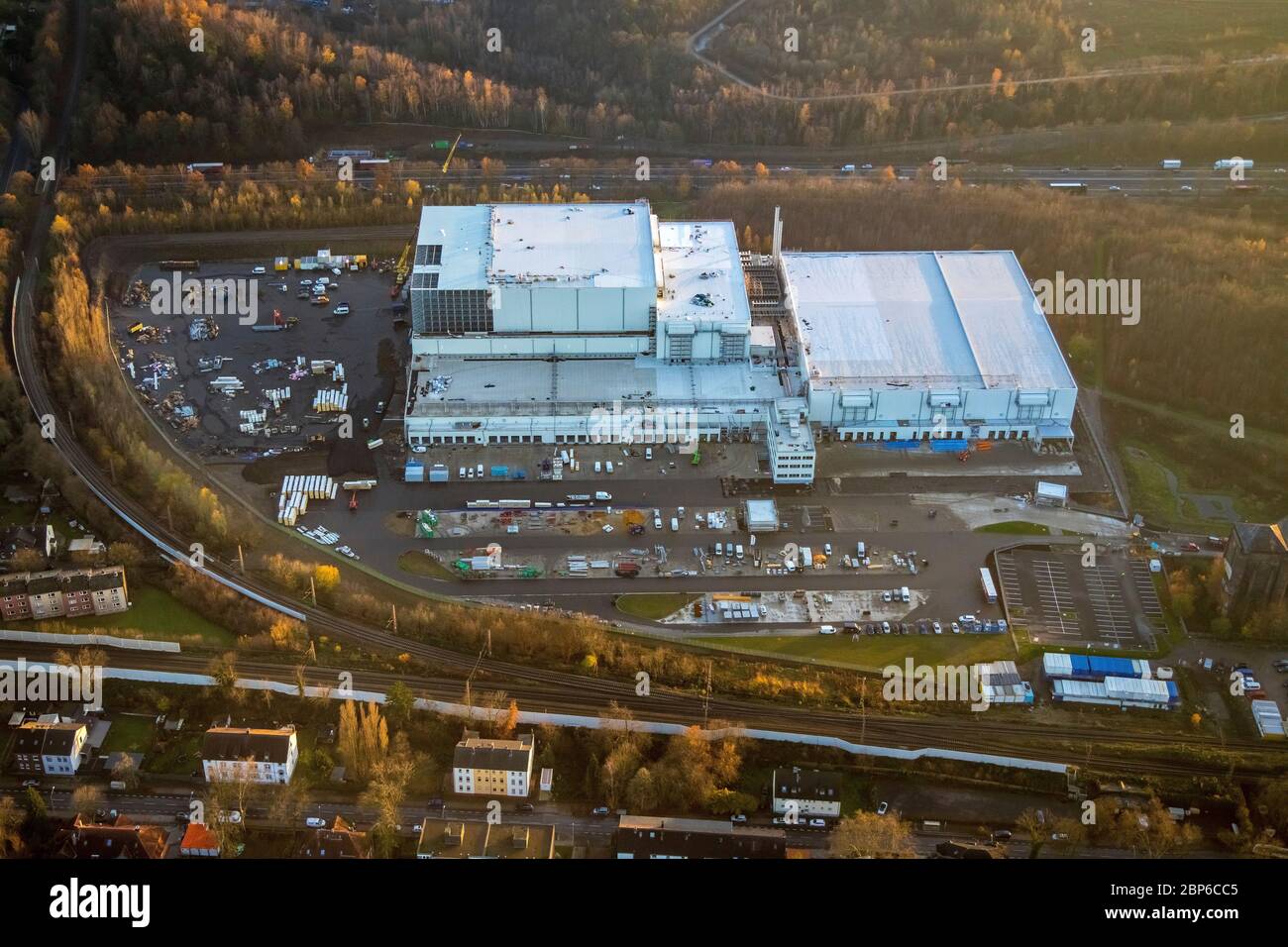Aerial view, frozen logistics company Nordfrost, located in Unser Fritz Herne, Herne, Ruhr area, North Rhine-Westphalia, Germany Stock Photo