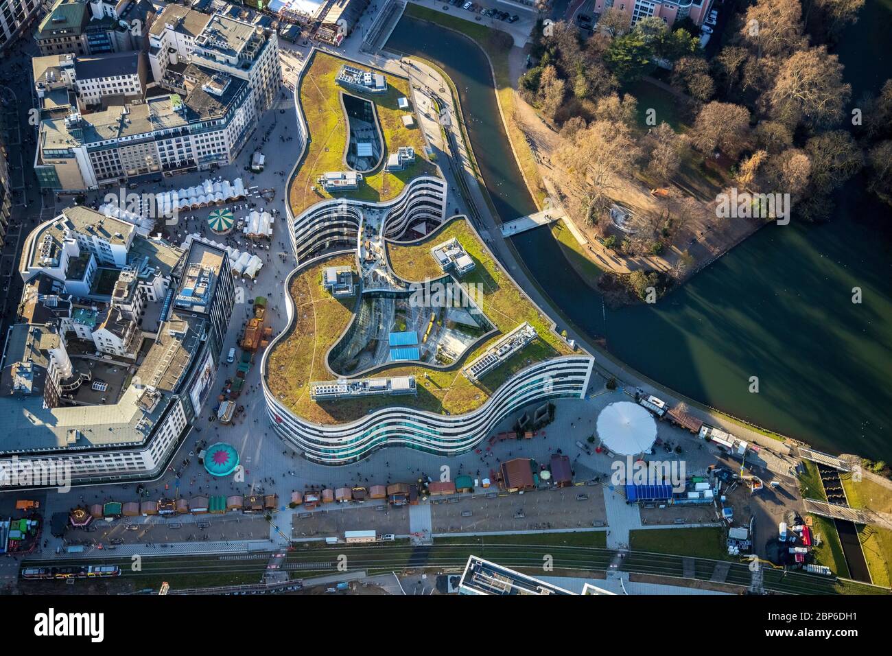 Aerial view, Kö-Bogen shopping center, Düsseldorf, Rhineland, North Rhine-Westphalia, Germany Stock Photo