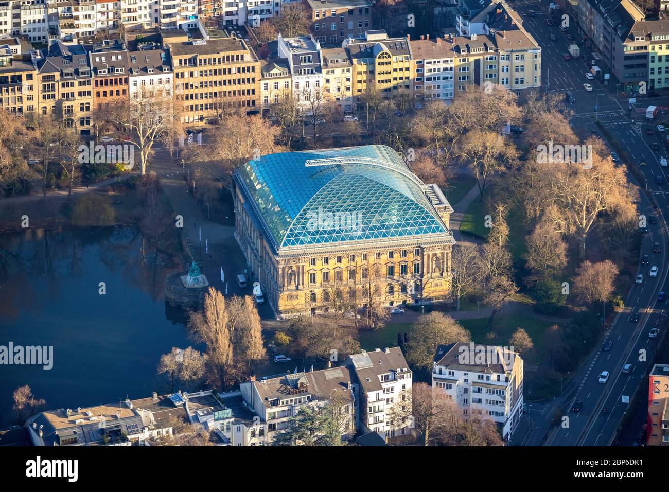 Aerial view, Ständehaus exhibition building, Ständehauspark, Kaiserteich, Dusseldorf, Rhineland, North Rhine-Westphalia, Germany Stock Photo