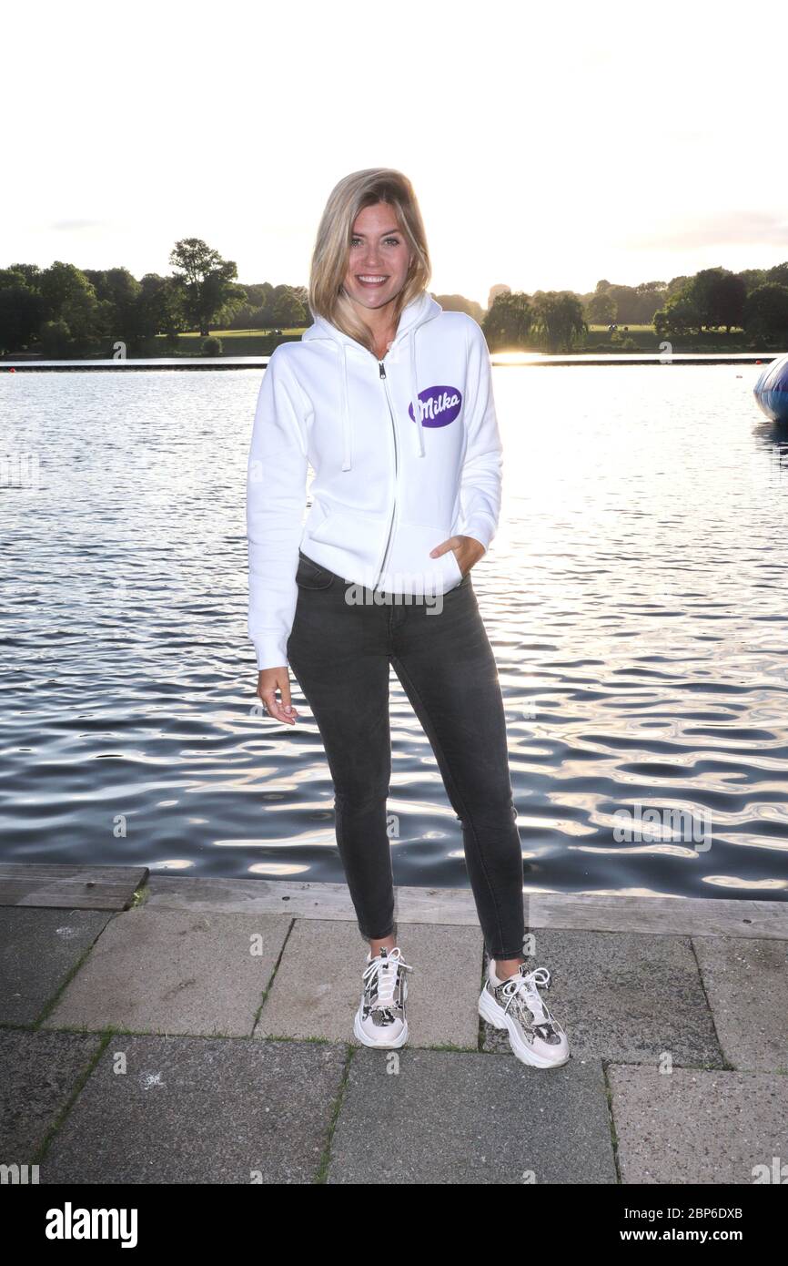 Nadine Klein, Milka Charity Blobbing-Event am Stadtparksee, Hamburg, 22.05.2019 Stock Photo
