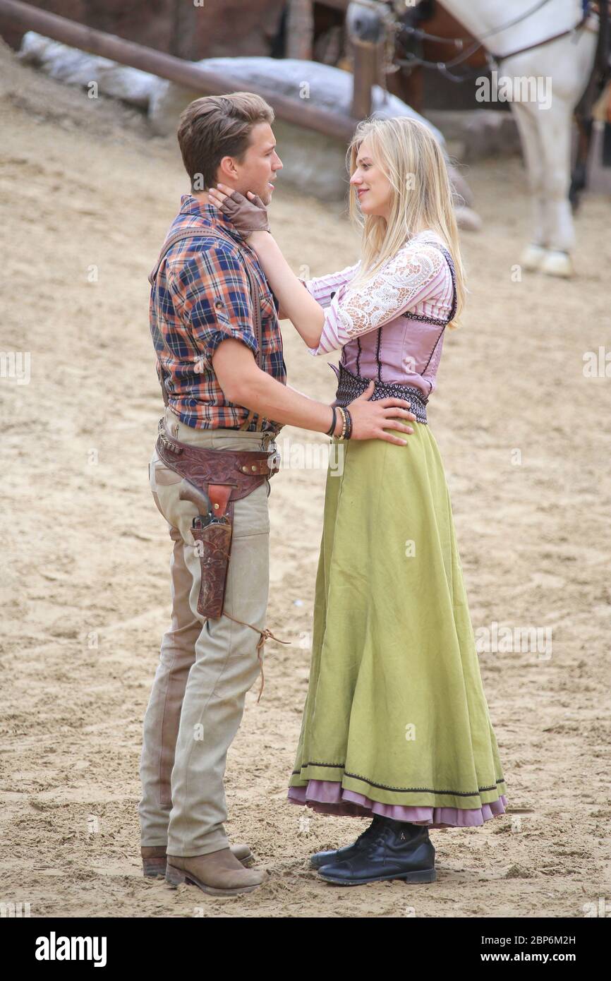 Larissa Marolt (Tiffany O Toole),Raul Richter (Martin Baumann),press introduction of the new season of the Kayl May Festival Under Vultures - The Son of the Baehrenjaeger,Bad Segeberg,21.06.2019 Stock Photo