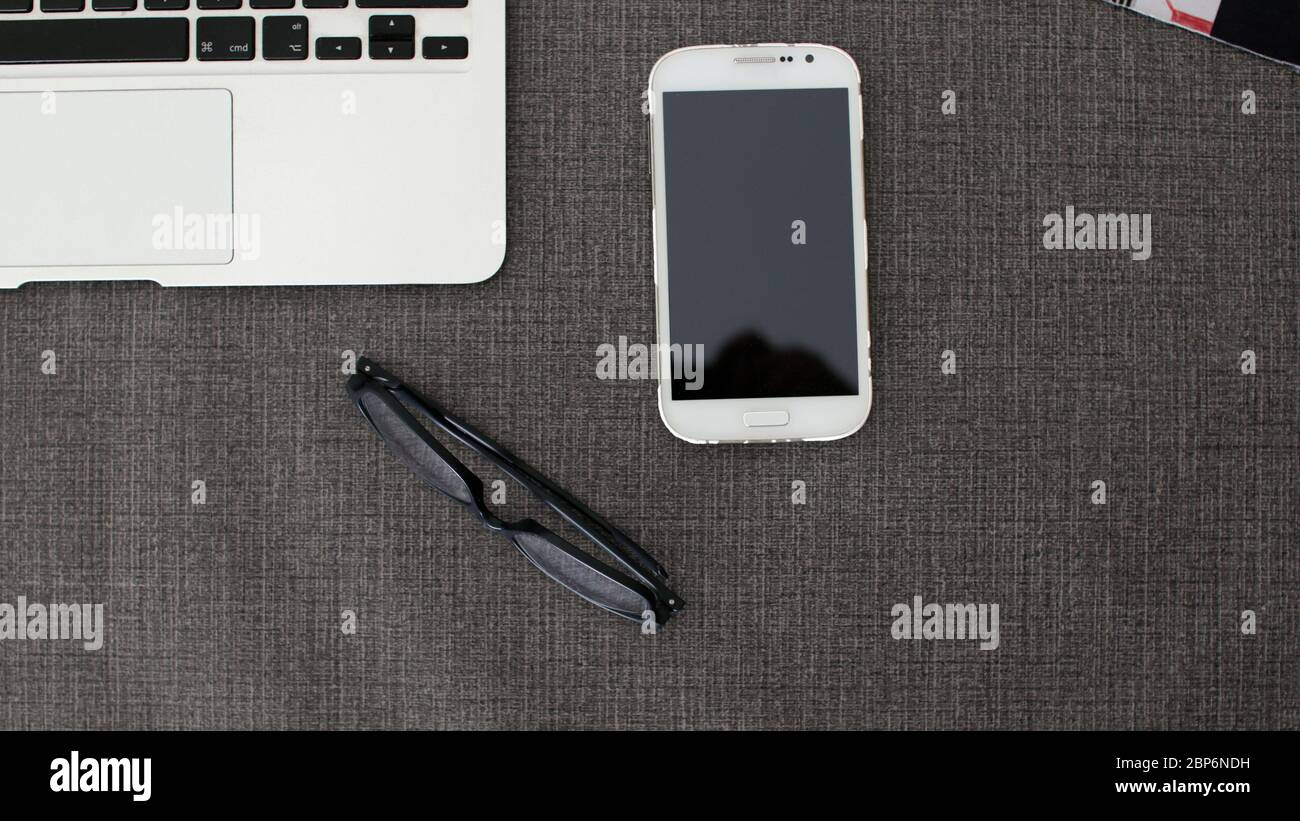 laptop job computer with external hard drive Stock Photo