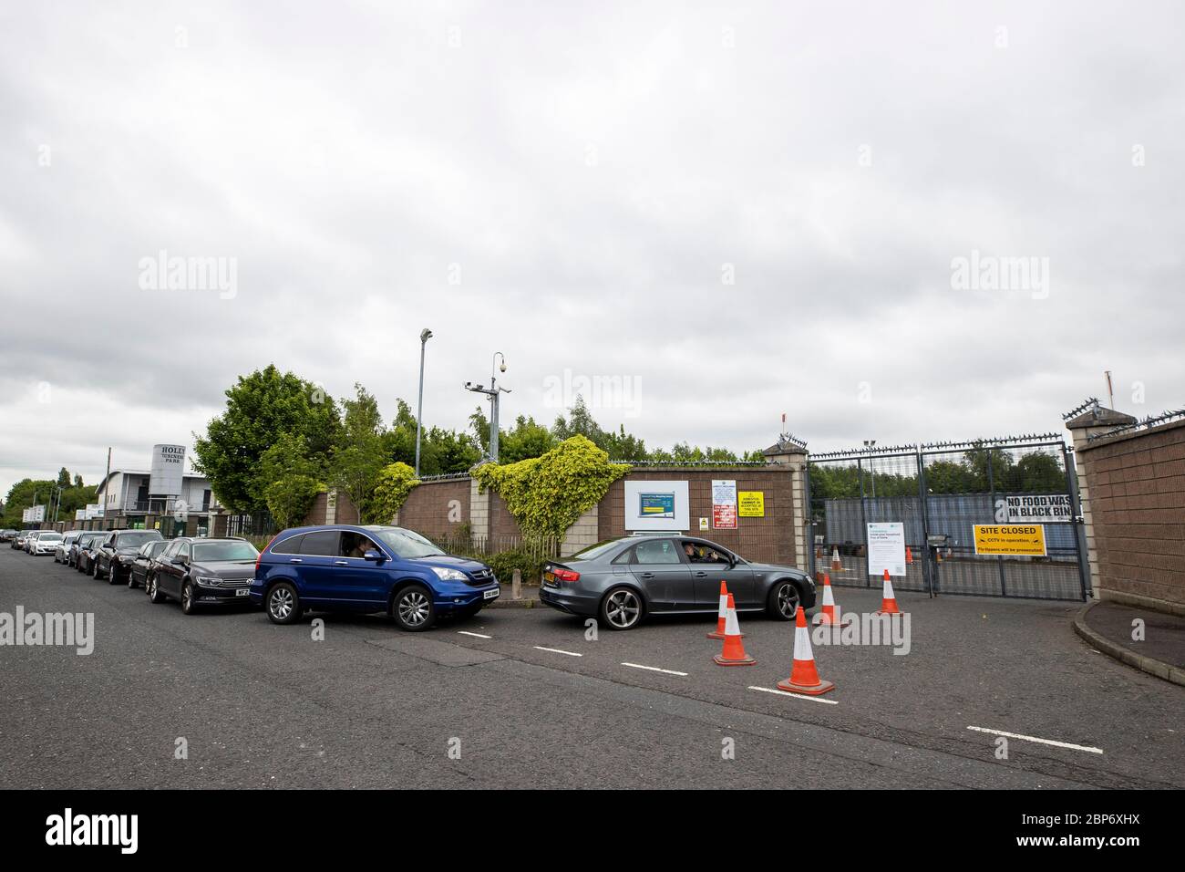 Cars Queue Waiting To Get Into Blackstaff Way Recycling Centre In West Belfast Which Has Opened On Monday After An Ease On The Lockdown Stock Photo Alamy