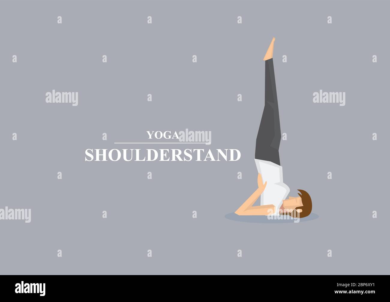 Sporty women balancing and standing on shoulders in yoga shoulder stand pose. Vector illustration isolated on plain grey background Stock Vector